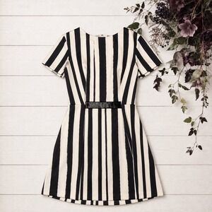 Topshop black and White Stripe Dress Wednesday gothic, witchy whimsigoth